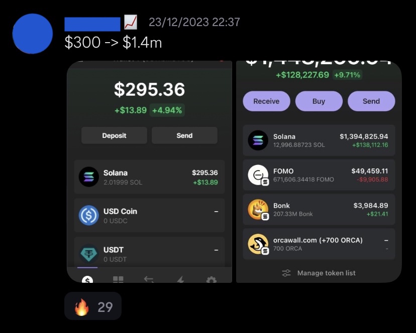 Screenshot from my trading diary in Discord showing $5k balance from late Dec 2023